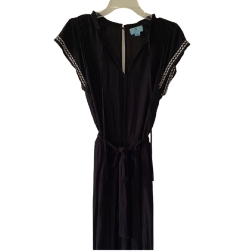 CeCe Black Jumpsuit with Waist Tie - Picture 2 of 12